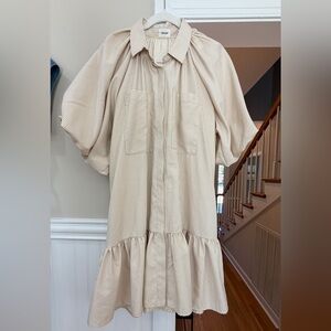 AUREUM Cream and Black pinstriped Dress